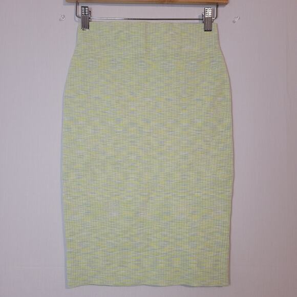 Express Body Contour ribbed pencil skirt size S green office career wear, New - Picture 1 of 6